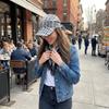 Retro Retro Plaid Sun Hat Contrasting Color Retro Plaid Turban Hat  Women's Wear
