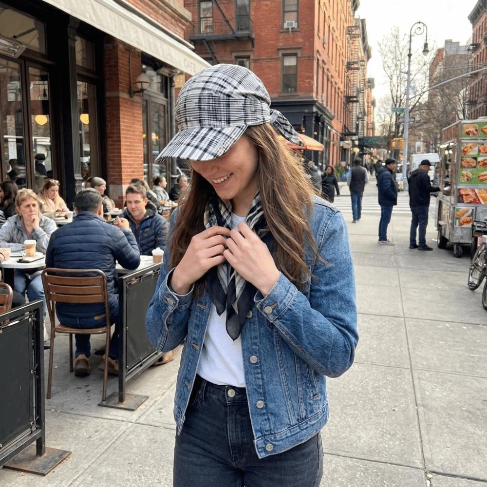 Retro Retro Plaid Sun Hat Contrasting Color Retro Plaid Turban Hat Women's Wear