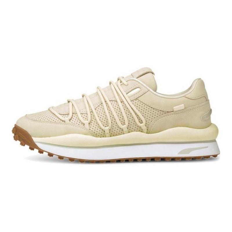 PUMA Lace-up Synthetic Leather Lightweight Running Shoes Unisex Khaki White 375956-02 41