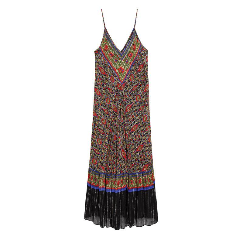 

TAOP&ZA Ethnic Style Slimming Sling Dress for Women Large