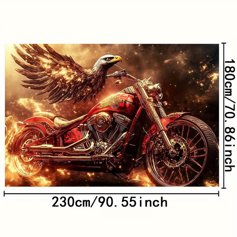 2D Feuereagle & Motorrad Kulisse, Coole Biker-Themen Fotografie Hintergrund