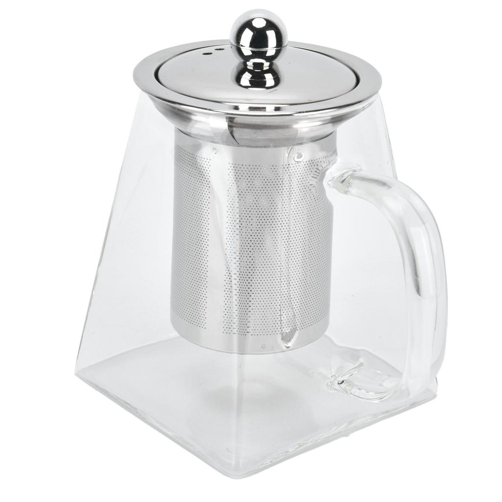 Transparent Glass Teapot with Removable 304 Stainless Steel Filter Tea Kettle for Home Office