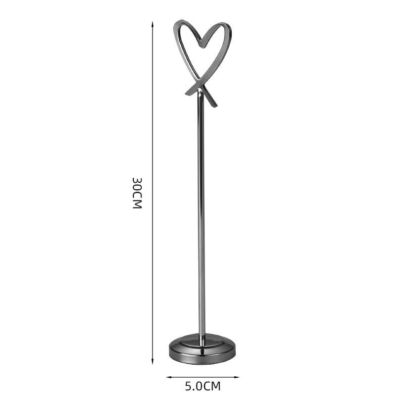Heart-Shaped Stainless Steel Table Card Holder for Weddings, Restaurants, or Banquets.