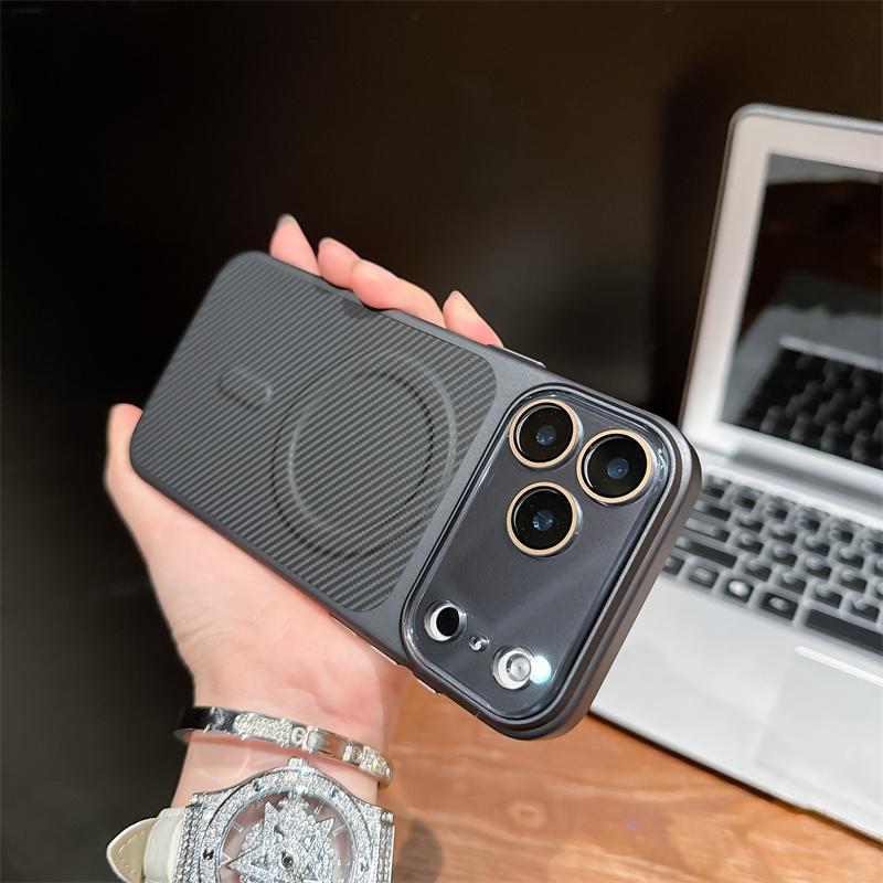 

Luxury Carbon Fiber Dermatoglyph Wireless Chatging Magnetic For Magsafe Case For Apple iPhone 17 16 15 14 13 Pro Max Hard Cover iPhone17