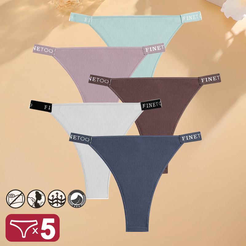 5 ΤΕΜ/Σετ σέξι εσώρουχα Γυναικεία βαμβακερά εσώρουχα Finetoo Letter Γυναικεία σλιπ χαμηλής μέσης Εσώρουχα Άνετα σώβρακα Γυναικεία οικεία