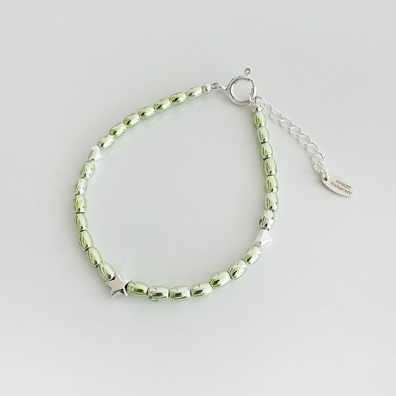 August Harmony 925silver Mirror Powder Beads Bracelet / 5color