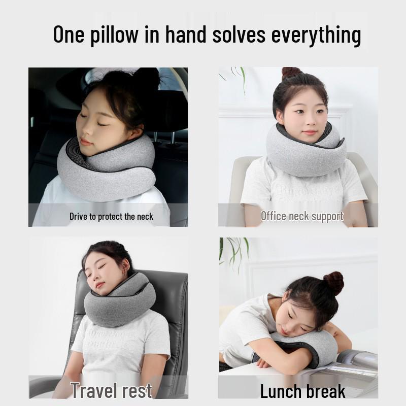 Portable Memory Foam U-Shaped Neck Pillow Set for Airplane Travel