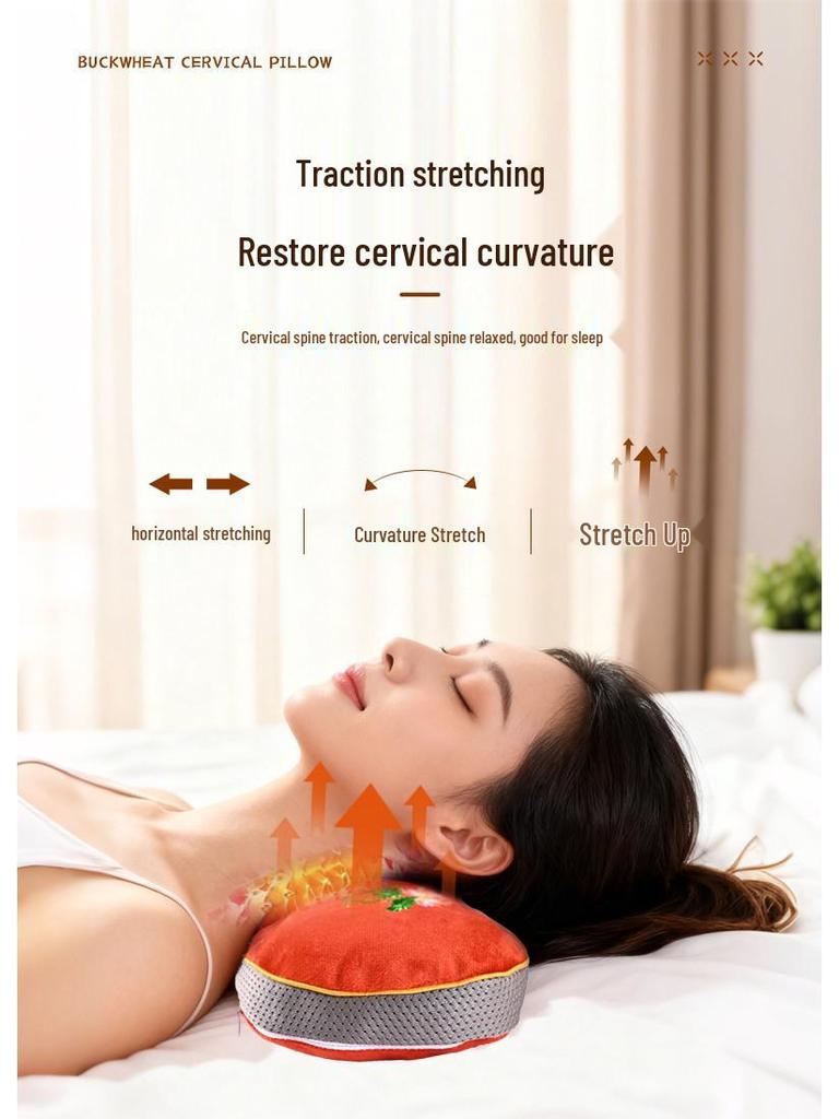 Soba Cervical Pillow with Mugwort Fluff and Holland Velvet Neck Protector