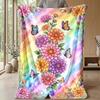 Vibrant Flower Spiral Theme blanket Lightweight Warm Flannel Blanket Decorative Throw Blanket for Home Decoration