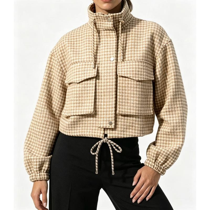 PEYWOW Damen Vintage Casual Einfarbig Druck Herbst Winter Langarm Jacken & Mäntel