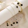 Womens' Five-Leaf Clover Jewelry Set: Versatile 5-Piece Set with Lucky Flower Necklace, Earrings, and Hand Jewelry