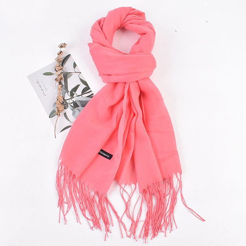 Women 70x200cm Faux Cashmere Solid Fringe Scarf Minimalist Elegant A/C Shawl Soft Breathable Autumn And Winter Warm Scarf