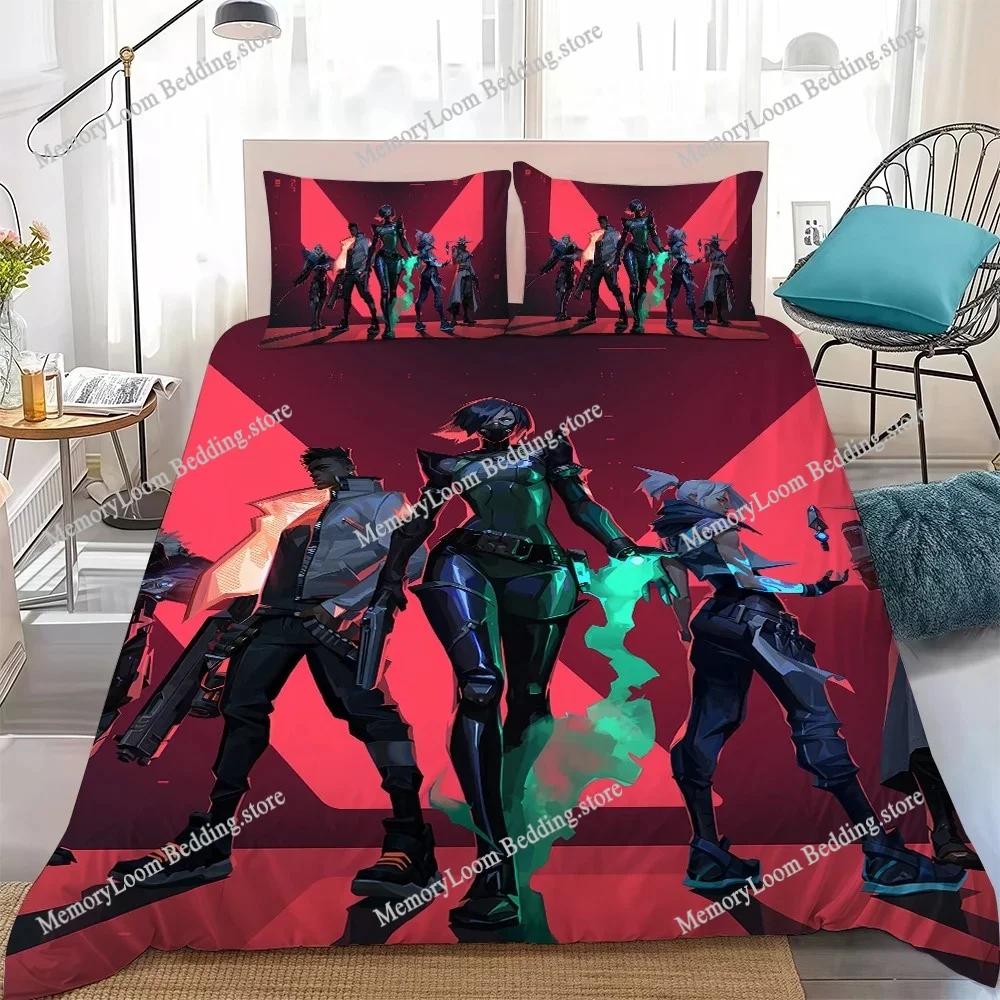 Game Duvet Cover Set Home Style Bedding Soft Laundry Cotton Bed V-Valorant-Cool Four Seasons Student Dormitory Home Textile