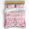 Christmas Snowman Pink Christmas Tree 3pcs Bedding Set For Double Bed Home Textile Duvet Cover Quilt Cover Pillowcase