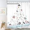 Cute Cat And Dog Shower Curtain, Cartoon Corgi Pet Pattern Fabric Bath Decor With 12 Hooks For Kids Bathroom Bathtub, 1Pc