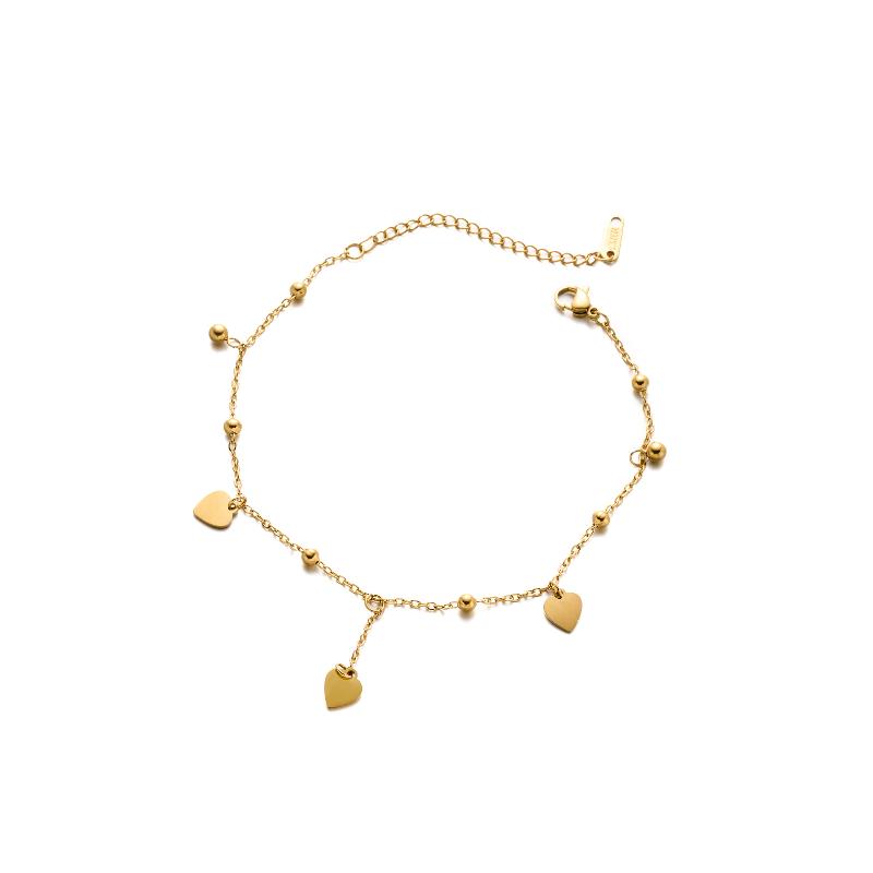 Cute Romance Gold Color Stainless Steel Lucky Heart Long Pendant Anklets For Women New Sexy Charm Summer Beach Foot Jewelry Gift