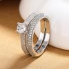 2026 Micro-inlaid Zircon Ring Personalized Women's Combination Ring Set Fashionable Light Luxury Four-claw Couple Wedding Ring Pair