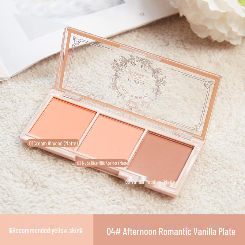 

Палитра румян и хайлайтера Tricolor: Кремовые румяна, тени для век, контуринг для всех тонов кожи plate