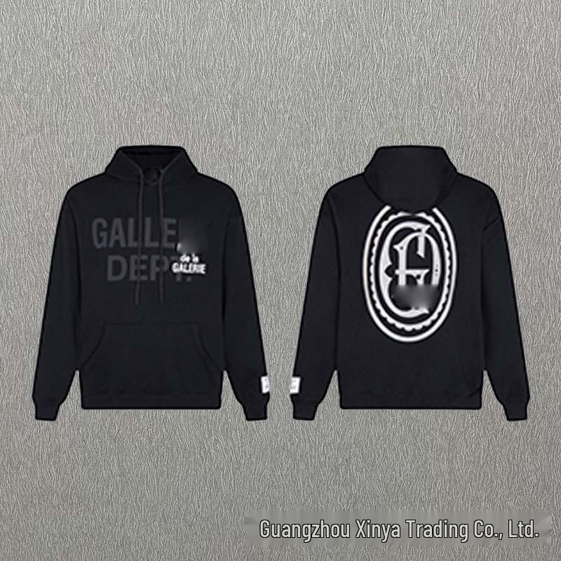 GALLERY DEPT Bluza Unisex z Kapturem Bawełniana z Plamami Farby Graffiti - Jesienna Luźna