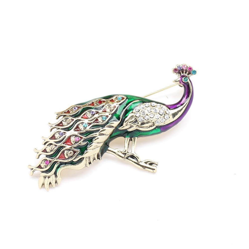 Vintage Classic Women Men Enamel Peacock Badges Brooch