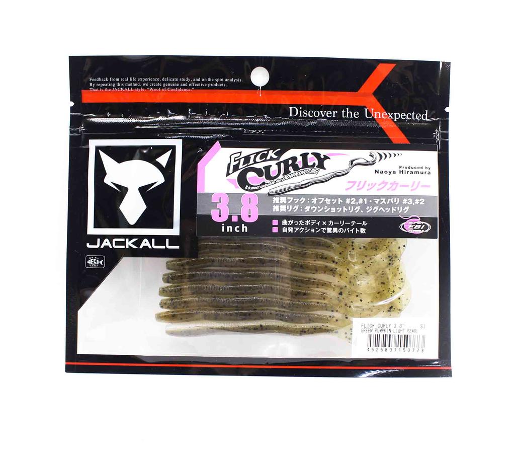 Jackall Soft Lure Flick Curly 3.8 Inches Green Pumpkin Light Pearl (0773)