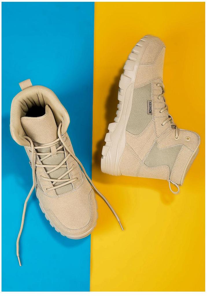 Plus Size Men's High-Top Outdoor Combat Boots - Ultra-Light, Cold Cement Outsole, Autumn/Winter Style