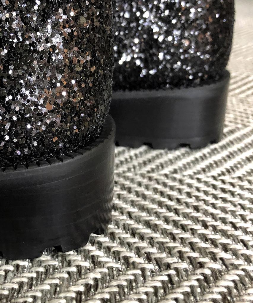 Joenshoe Glitter Side Zipper Boots Black