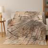Retro Wood Grain Growth Ring Flannel Blanket Soft Warm Throw Blanket for Bedroom Living Room Bed Travel Camping Picnic Gift Kid