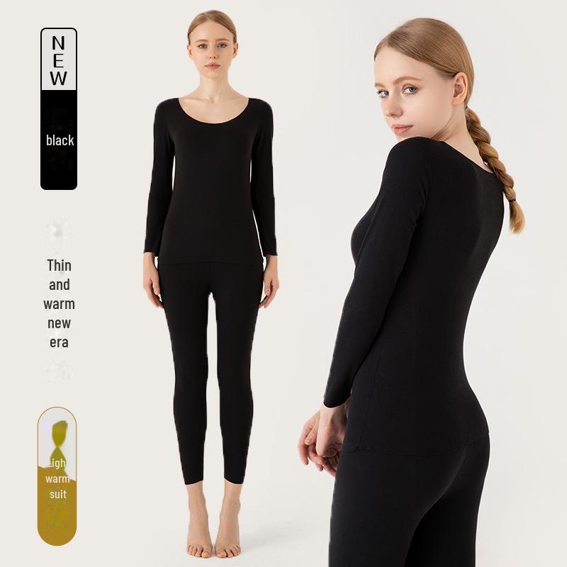 

Женский термобелье, не раздражающее кожу: Двусторонний немецкий бархат, бесшовный круглый вырез, облегающий крой, на осень/зиму. XL