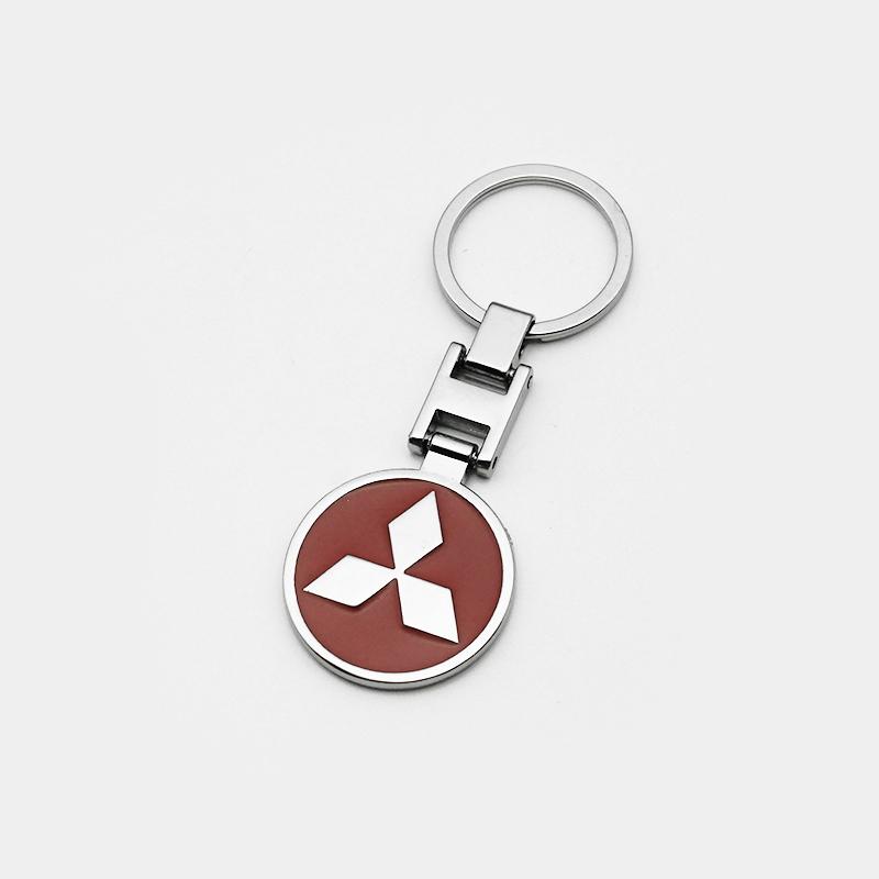 For Mitsubishi Outlander ASX Eclipse Cross Pajero Lancer 3D Metal Leather Car Styling Keychain Key Rings Key Holder Accessories