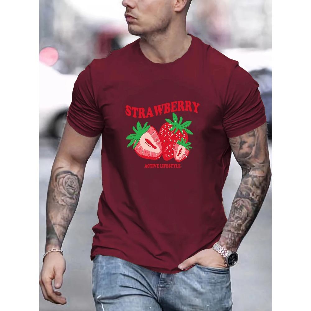 Print Mens T-Shirt Summer Breathable Casual T Shirts Trendy Crewneck New Tee Top Loose All-Match Man Streetwear