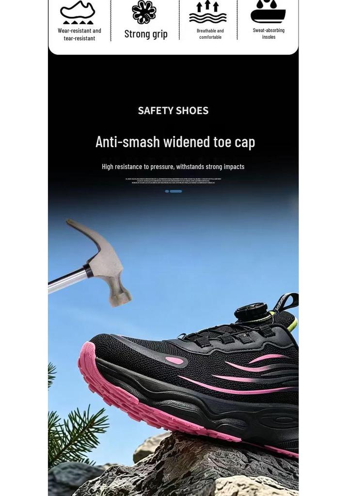 Scarpe di Sicurezza Unisex con Punta in Acciaio e Tomaia Flyknit: Leggero, Anti-schiacciamento, Anti-perforazione, con Fibbia Rotante per una Protezione Migliorata