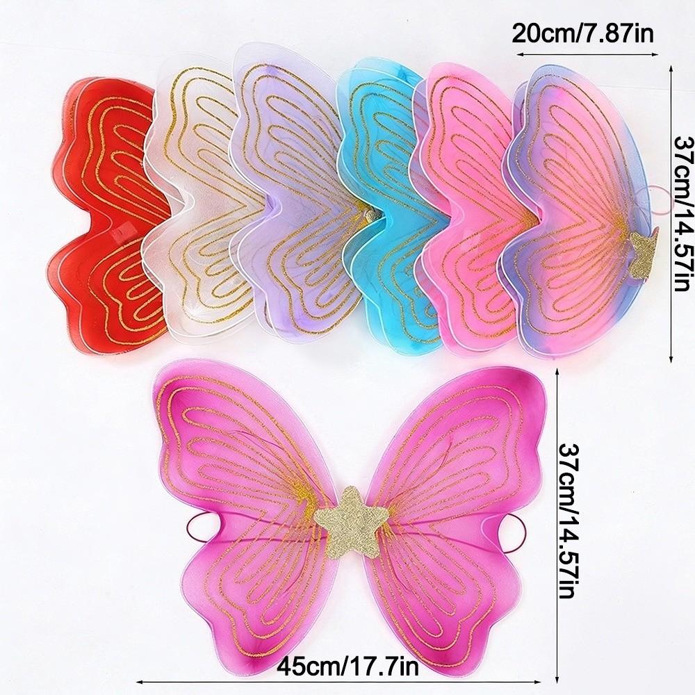 3Pcs/Set Sparkling Butterfly Wings Princess Hair Hoop Colorful Angel Wings Fairy Wand Butterfly Costume Wings
