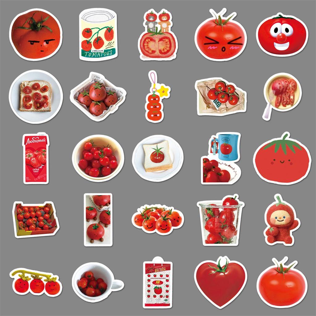 50pcs Cute Tomato Graffiti Stickers for Phone Cases, Tablets, and Laptops