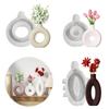 1Pc Circle Hollow Large Vase Silicone Mould Epoxy DIY Oval Striped Vase Gypsum Home Ornament