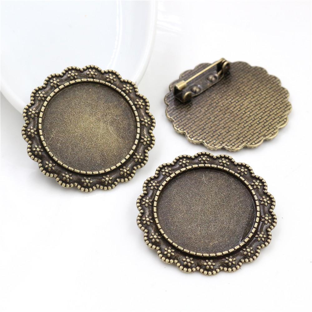 New Fashion 5pcs 25mm Inner Size Antique Silver Plated and Antique Bronze and Antique Gold Color Brooch Cabochon Base Setting