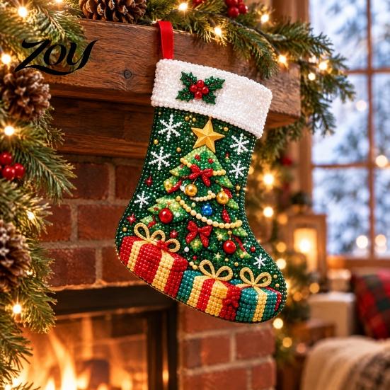Hanging Ornaments for Fireplace Faux Diamond Painting Christmas Stocking Kit, DIY Acrylic Ornament Craft Holiday Crafts Adults Kids Adults,