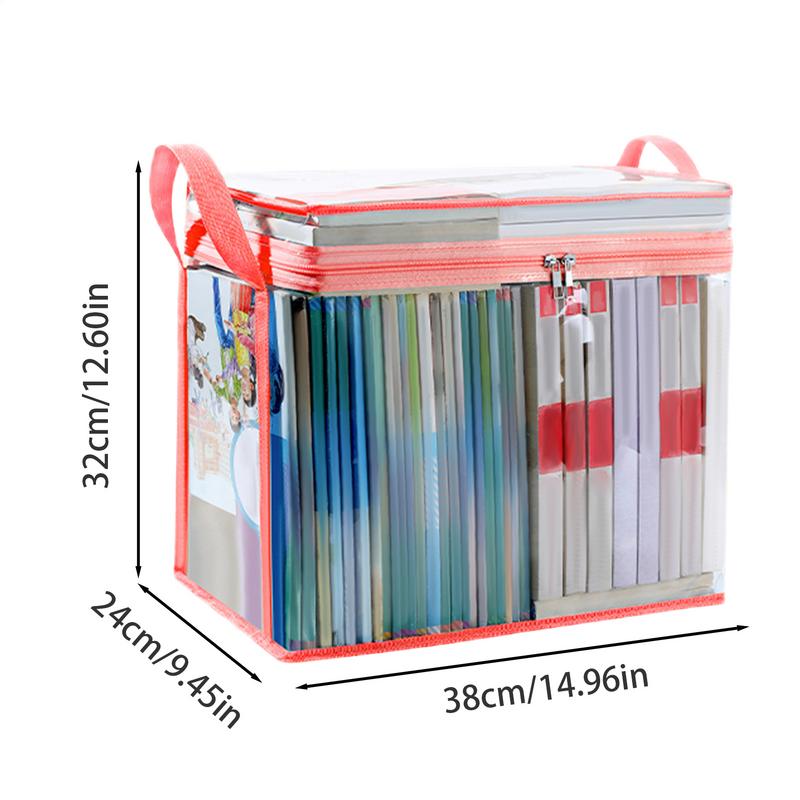 Transparent Books Storage Bag Handle Stackable Document Collection Container Foldable Waterproof Tutorial Bag Storage Bag