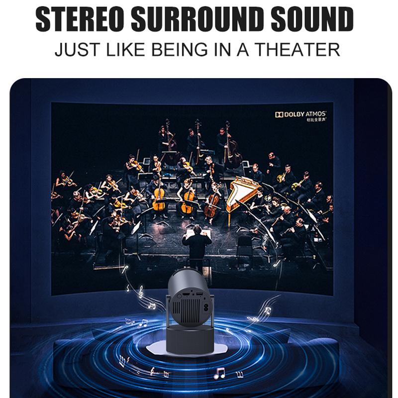 HY-300-PRO-KTV Mini Portable Projector Support 4K Full HD 1080P Video Android Projector Movie Home Theater Sound System