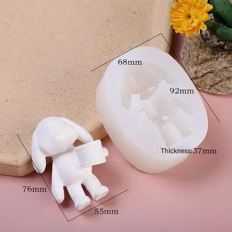 Cute Car Aromatherapy Gypsum Diy Diffuser Stone Air Outlet Holding Bucket Rabbit Plaster Silicone Mold Soap Mold Resin Mold