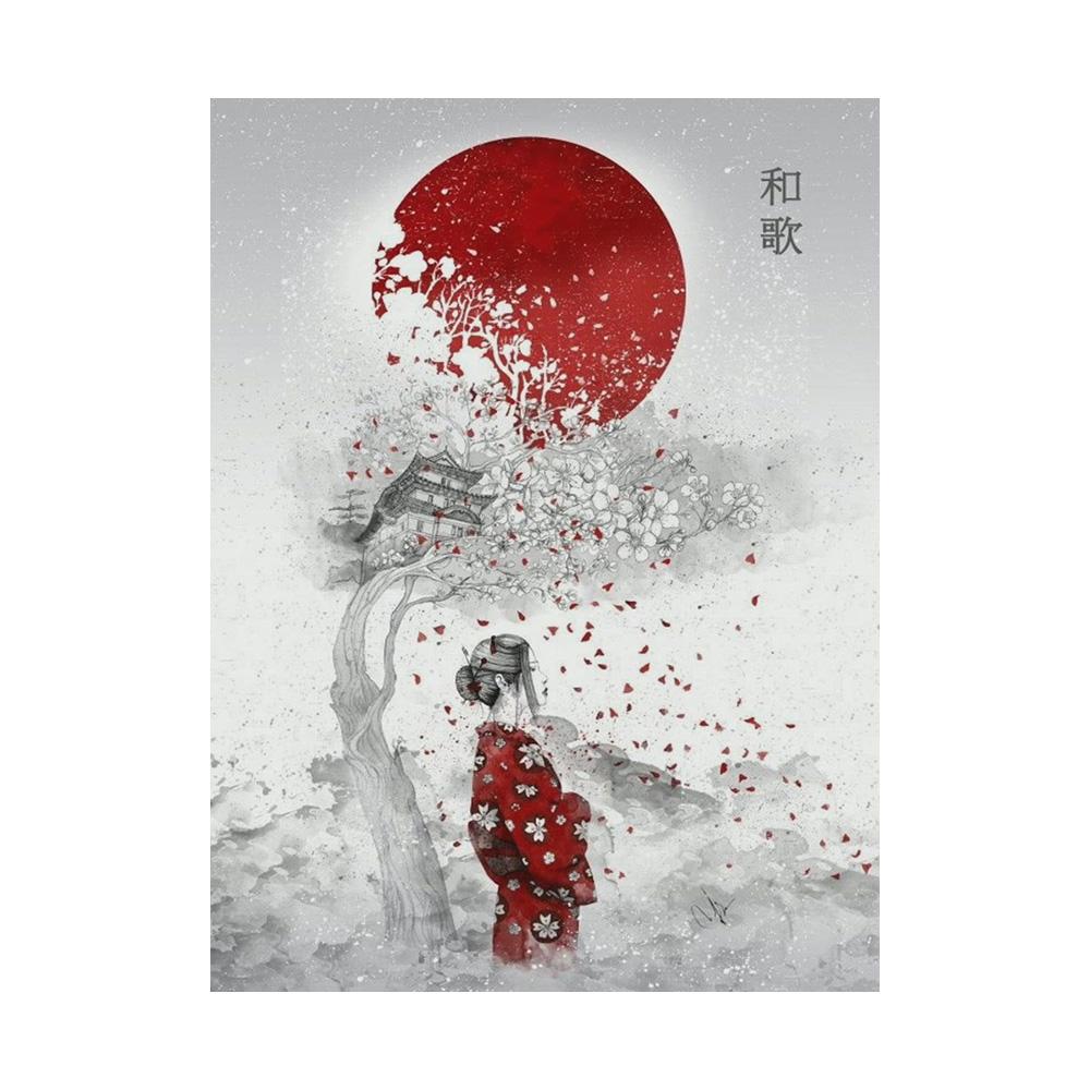 Japanese Zen Ink Painting Art Posters Canvas Paintings Samurai Moon Koi Maid Kanji Wall Art Prints Decoration Kawaii Room Decor