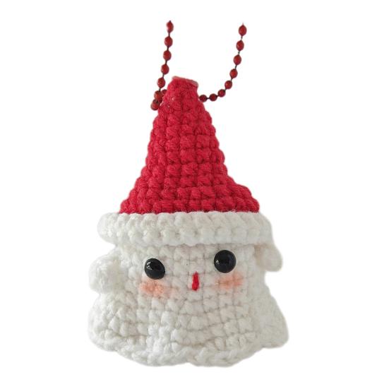 Halloween Crochet Ghost Ornament Cute Handmade Knitted Frog/Cat/Spider/Strawberry Ghost Hanging Decoration for Car Rearview Mirror Bag Charm