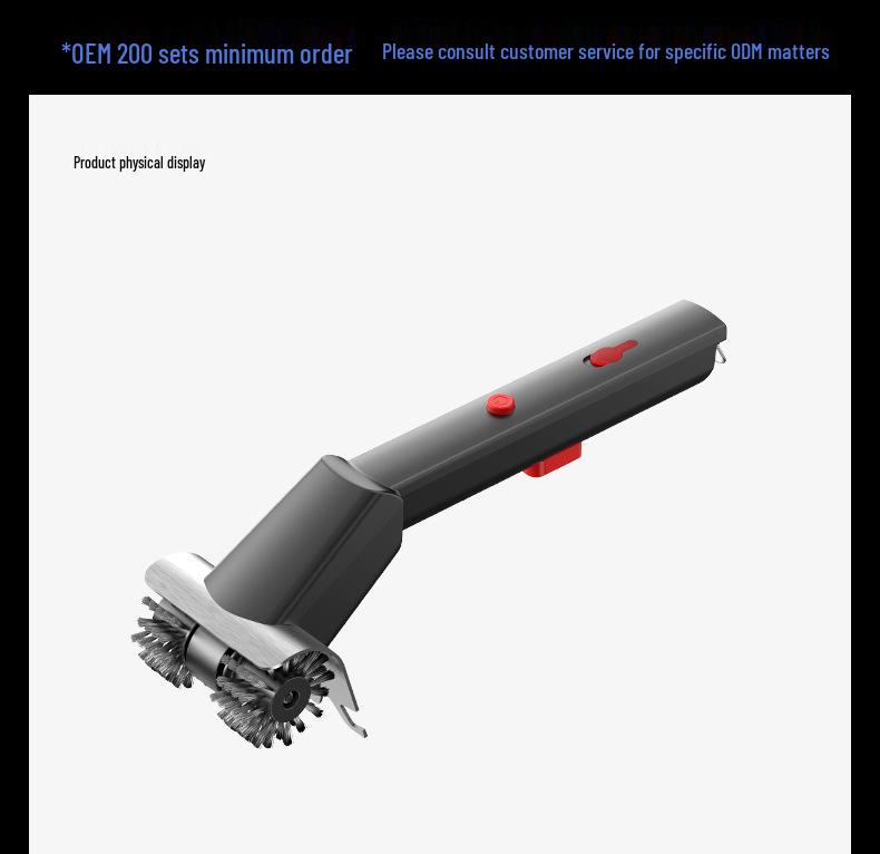 Rechargeable Dual-Wheel Electric BBQ Brush with Water Spray and Heavy-Duty Stainless Steel Bristles