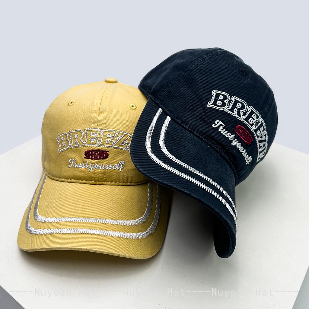 Baseball Striped Stitching Embroidered Letterings Alphabet KFashion Style Korean Women Men Her Him For Fresh Caps Peaked Hats Sunshade Personal