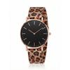 Montres de Luxe Or Rose pour Femme Simple Décontracté Dames Horloge à Quartz Maille d'Acier Bracelet Léopard Montre-Bracelet Femme Montre Femme