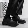 Leather Shoes Men's British Style Platform Casual Derby Shoes Dress Business Premium Wedding Black 4135-W