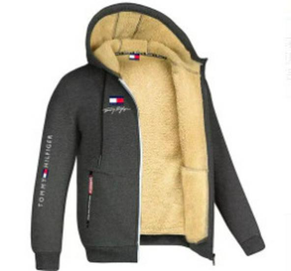 Men's Lamb Fleece Hoodie: Velvet-Lined, Thickened, Autumn/Winter, Casual Sportswear Jacket