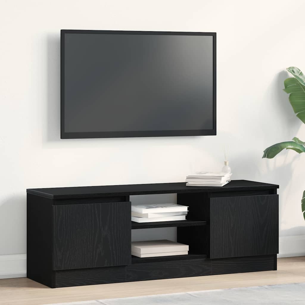 TV Cabinet Black Oak Effect 102x30x36 Cm Engineered Wood