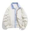 Mens Cropped Jacket Contrast Collar Utility Coat Cargo Jacket Barn Jacket Outwear with Pockets