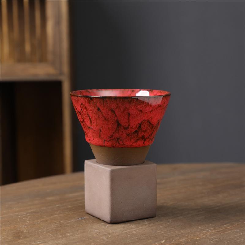 Rough Pottery Mug Creative Cup Ins Style Cup Ceramic Retro Coffee Cup Milk Tea Drink Cups Includes Base